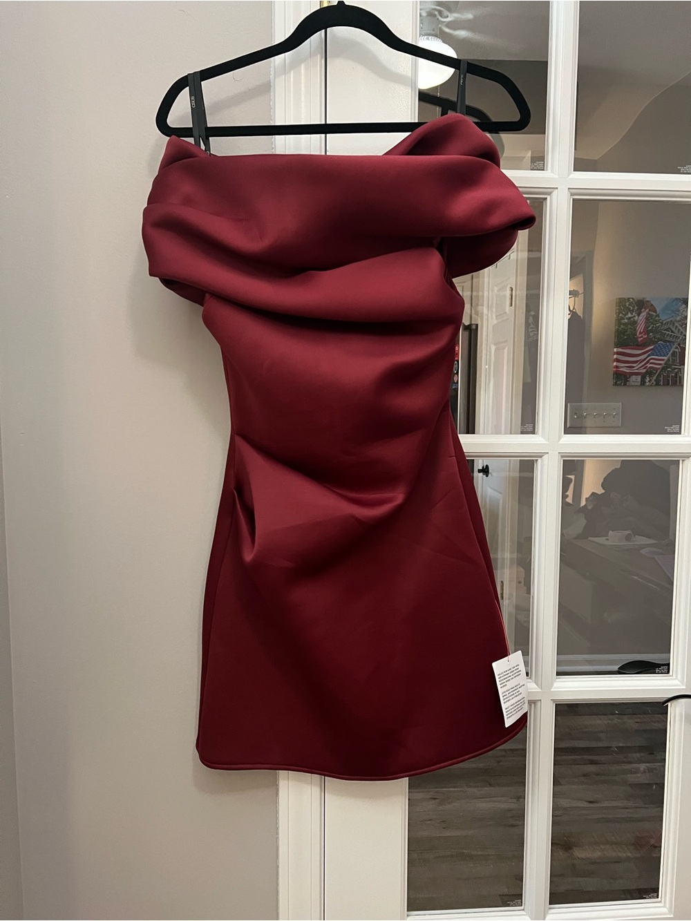 ASOS pleated Bardot Strapless mini dress in wine sz 6 NWT - Picture 7 of 7